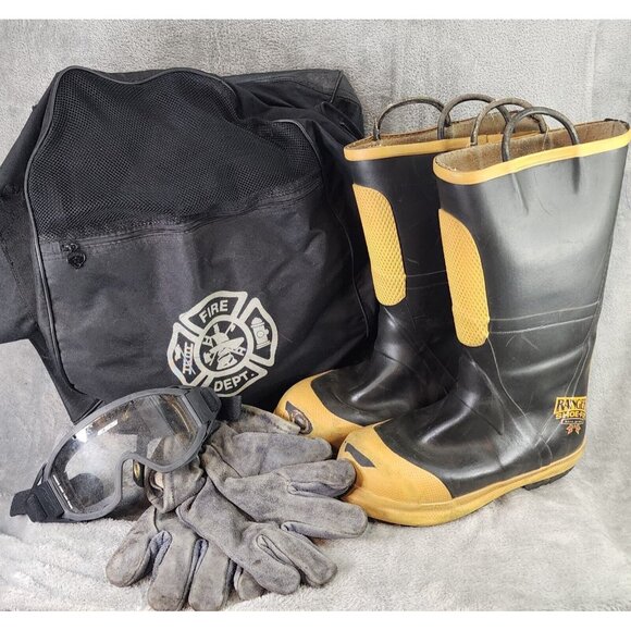 Morning Pride Firefighter Turn Out 44C 29/35L 34S Vintage Set with Boots Gloves - Picture 3 of 16